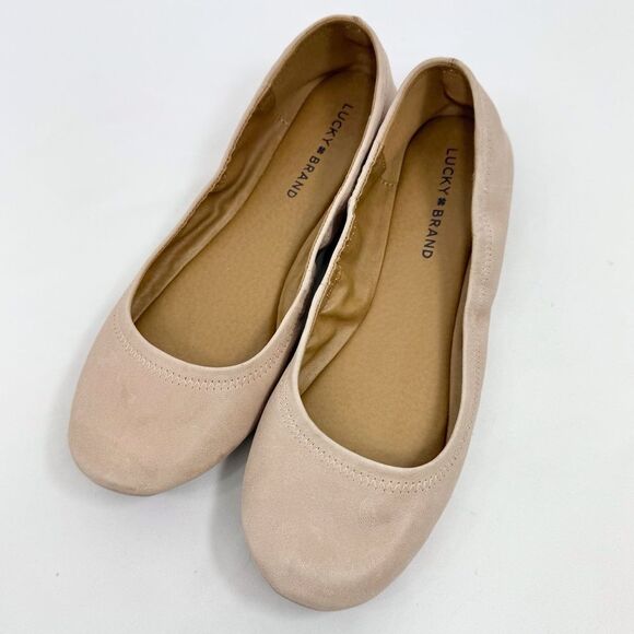 Lucky Brand ERIN Nude Leather Stretch Side Ballet Flats - Picture 2 of 14